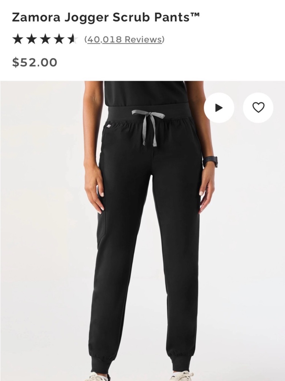 Figs Zamora Jogger Scrub Pants - Black with Gray Drawstring